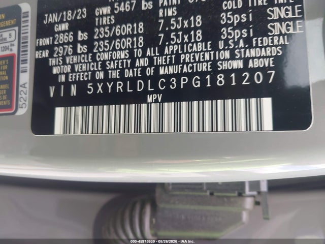 Продаж на аукціоні авто 2023 Kia Sorento X-line S, vin: 5XYRLDLC3PG181207, номер лоту: 45975939
