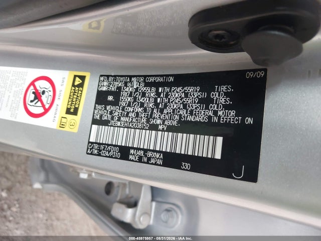45975957 :رقم المزاد ، JTEBW3EH1A2038152 vin ، 2010 Toyota Highlander Hybrid Base V6 مزاد بيع