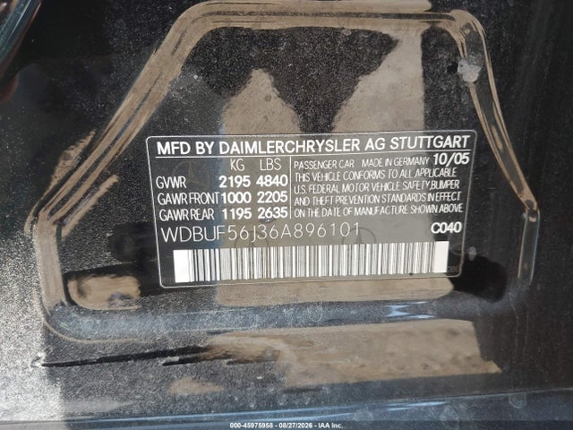 Продаж на аукціоні авто 2006 Mercedes-benz E 350, vin: WDBUF56J36A896101, номер лоту: 45975958