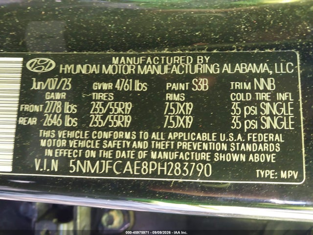 Aukcja sprzedaży 2023 Hyundai Tucson Sel, vin: 5NMJFCAE8PH283790, numer aukcji: 45975971