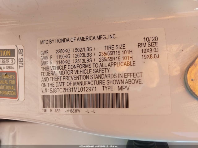 Продаж на аукціоні авто 2021 Acura Rdx Standard, vin: 5J8TC2H31ML012971, номер лоту: 45976049