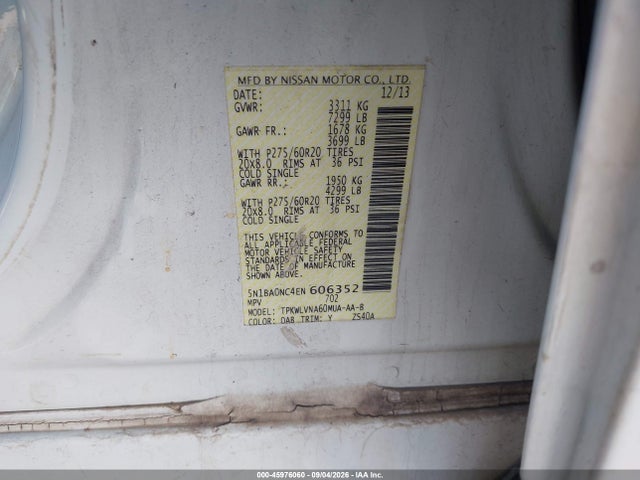 Продажа на аукционе авто 2014 Nissan Armada Sl, vin: 5N1BA0NC4EN606352, номер лота: 45976060