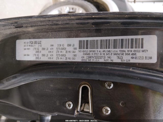 2016 Ram 1500 Laramie მანქანა იყიდება აუქციონზე, vin: 1C6RR7NT3GS232719, აუქციონის ნომერი: 45976071