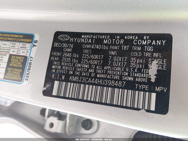 Hyundai TUCSON SE 2017 KM8J3CA44HU398487 Image 9