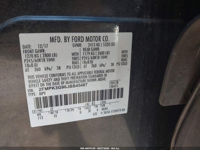 Продажа на аукционе авто 2018 Ford Edge Se, vin: 2FMPK3G96JBB45487, номер лота: 45976120