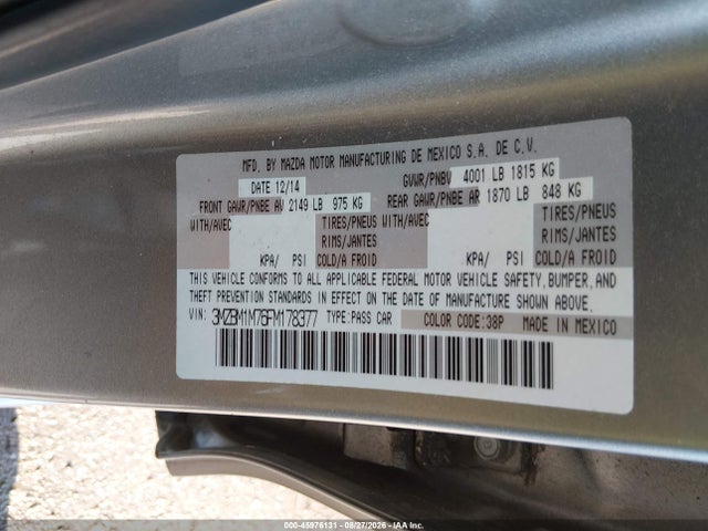 45976131 :رقم المزاد ، 3MZBM1M76FM178377 vin ، 2015 Mazda Mazda3 I Grand Touring مزاد بيع