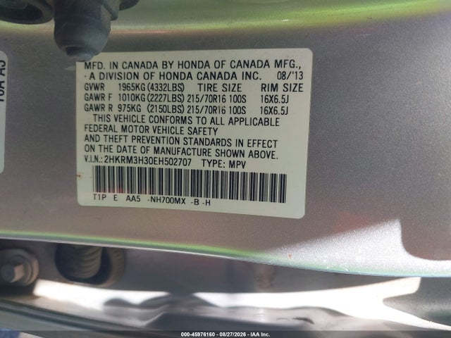 45976160 :رقم المزاد ، 2HKRM3H30EH502707 vin ، 2014 Honda Cr-v Lx مزاد بيع