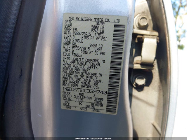 Aukcja sprzedaży 2001 Nissan Frontier Xe-v6, vin: 1N6ED27T81C339740, numer aukcji: 45976193