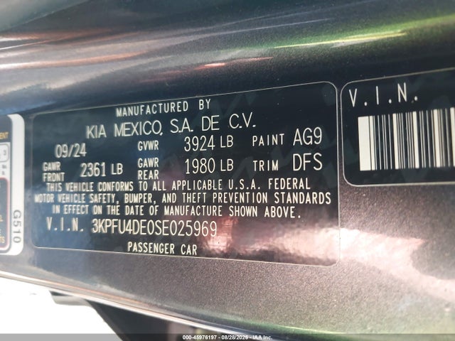 45976197 :رقم المزاد ، 3KPFU4DE0SE025969 vin ، 2025 Kia K4 Ex مزاد بيع