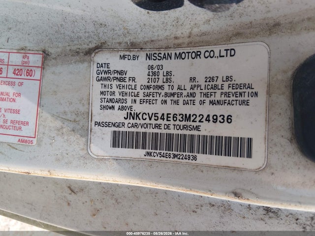 Продажа на аукционе авто 2003 Infiniti G35 Base W/leather, vin: JNKCV54E63M224936, номер лота: 45976235