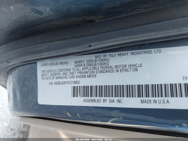 Aukcja sprzedaży 2006 Subaru Legacy 2.5i, vin: 4S3BL626167216802, numer aukcji: 45976290