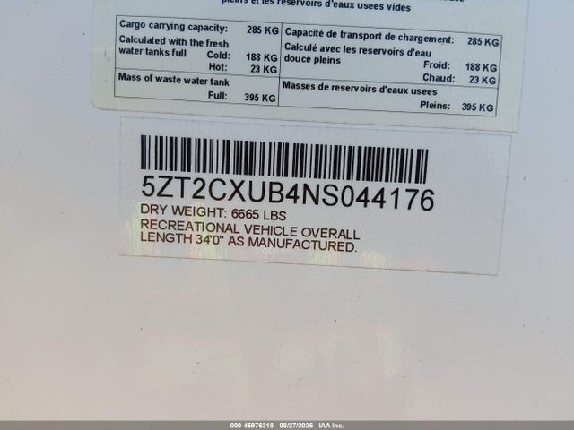 Продажа на аукционе авто 2022 Other Other, vin: 5ZT2CXUB4NS044176, номер лота: 45976318