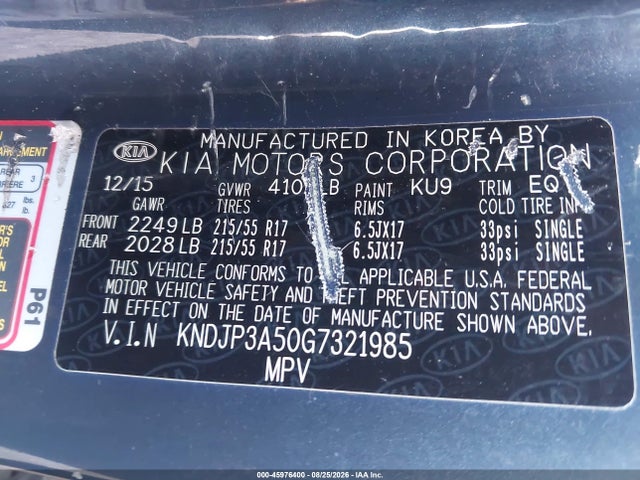 Aukcja sprzedaży 2016 Kia Soul +, vin: KNDJP3A50G7321985, numer aukcji: 45976400