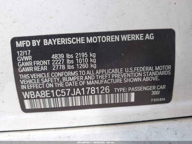 Продаж на аукціоні авто 2018 Bmw 330e Iperformance, vin: WBA8E1C57JA178126, номер лоту: 45976411