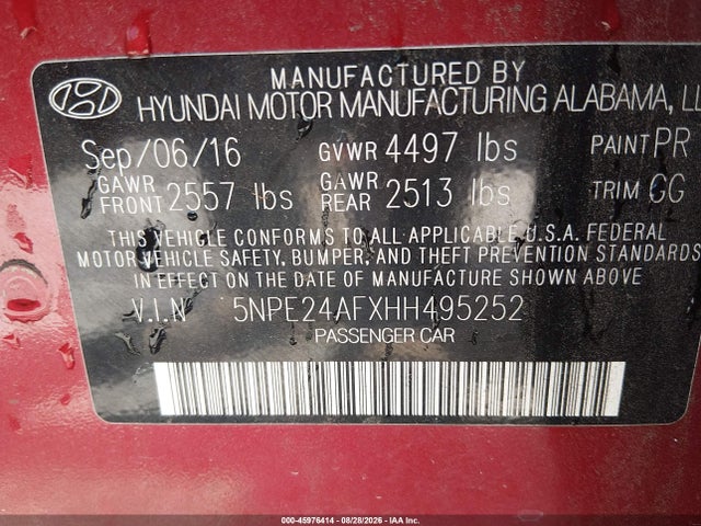 Hyundai SONATA SE 2017 5NPE24AFXHH495252 Image 9