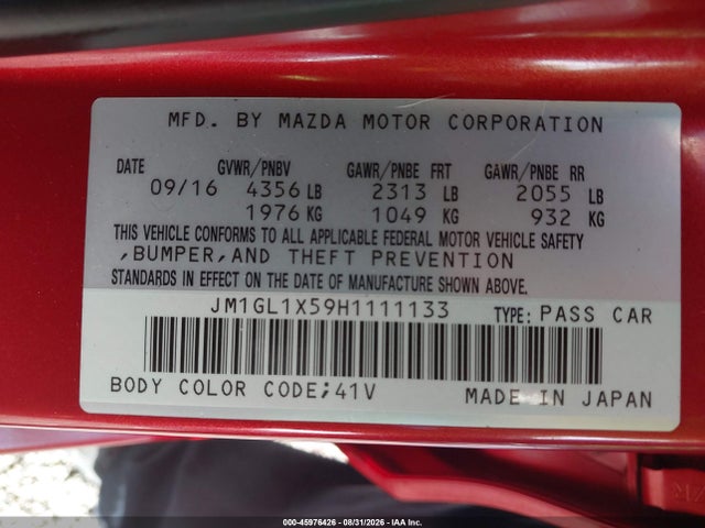 Продаж на аукціоні авто 2017 Mazda Mazda6 Grand Touring, vin: JM1GL1X59H1111133, номер лоту: 45976426