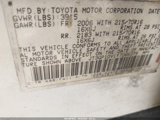 Продаж на аукціоні авто 2000 Toyota Rav4, vin: JT3GP10V1Y7066379, номер лоту: 45976427
