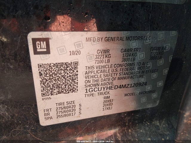 Aukcja sprzedaży 2021 Chevrolet Silverado 1500 4wd  Short Bed High Country, vin: 1GCUYHED4MZ120924, numer aukcji: 45976477