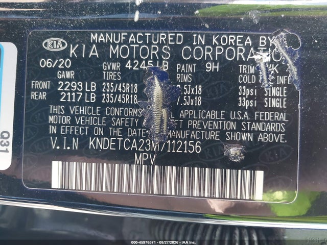 45976571 :رقم المزاد ، KNDETCA23M7112156 vin ، 2021 Kia Seltos Sx Turbo مزاد بيع