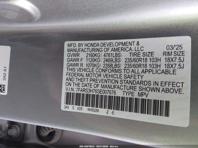 7FARS3H76SE007676 Honda Cr-v Ex-l 2wd