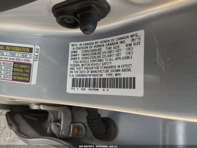 Aukcja sprzedaży 2015 Honda Cr-v Ex-l, vin: 2HKRM4H74FH695194, numer aukcji: 45976675