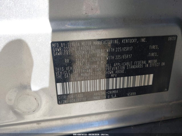 Продаж на аукціоні авто 2020 Toyota Rav4 Hybrid Xle, vin: 4T3R6RFV3LU002340, номер лоту: 45976723