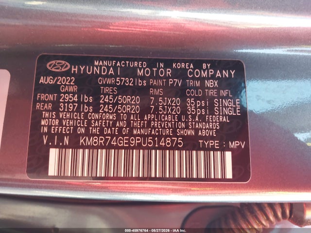 Aukcja sprzedaży 2023 Hyundai Palisade Calligraphy, vin: KM8R74GE9PU514875, numer aukcji: 45976764