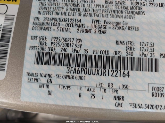 Ford Fusion Hybrid S 2018 3FA6P0UUXJR122164 Image 9