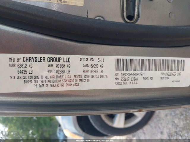 Aukcja sprzedaży 2011 Dodge Caliber Mainstreet, vin: 1B3CB3HA4BD247671, numer aukcji: 45976786