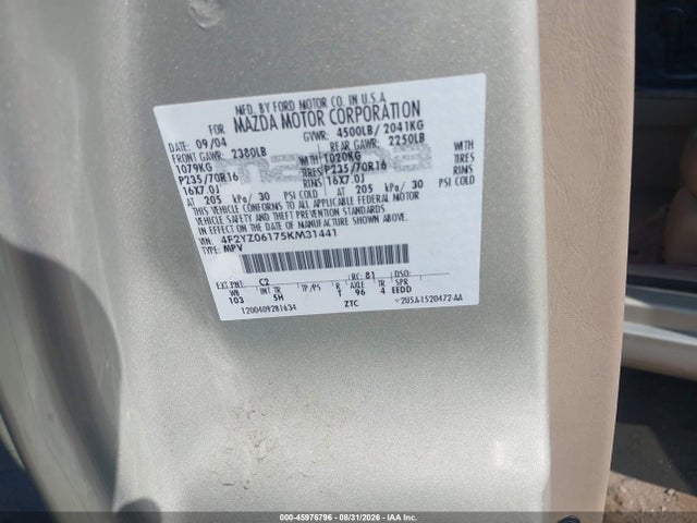 Продаж на аукціоні авто 2005 Mazda Tribute S, vin: 4F2YZ06175KM31441, номер лоту: 45976796