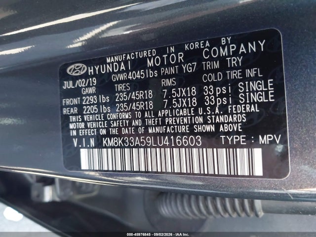 KM8K33A59LU416603 Hyundai Kona Limited