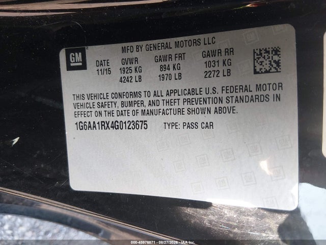 Продаж на аукціоні авто 2016 Cadillac Ats Standard, vin: 1G6AA1RX4G0123675, номер лоту: 45976871