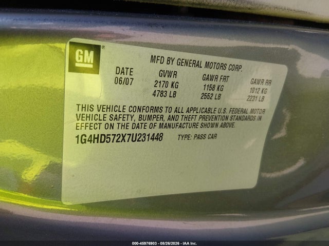 Продажа на аукционе авто 2007 Buick Lucerne Cxl, vin: 1G4HD572X7U231448, номер лота: 45976903