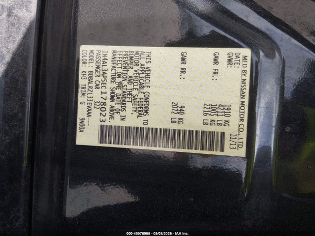 Aukcja sprzedaży 2014 Nissan Altima 2.5 S, vin: 1N4AL3AP5EC178023, numer aukcji: 45976965