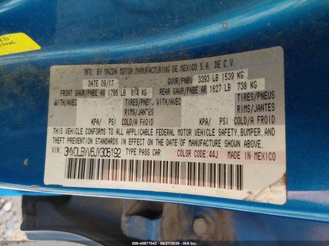 45977042 :رقم المزاد ، 3MYDLBYV6JY305192 vin ، 2018 Toyota Yaris Ia مزاد بيع