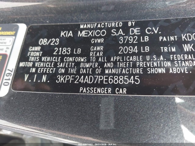 Продаж на аукціоні авто 2023 Kia Forte Lxs, vin: 3KPF24AD7PE688545, номер лоту: 45977051