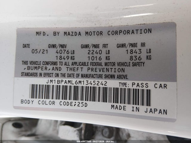 Mazda Mazda3 Premium 2021 JM1BPAML6M1345242 Image 9