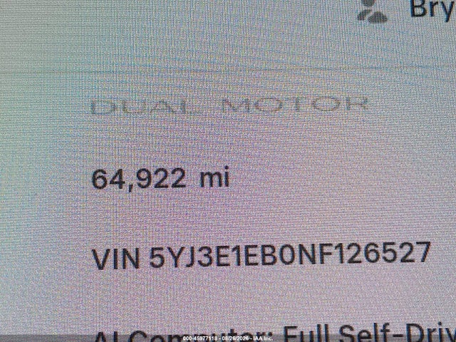 45977118 :رقم المزاد ، 5YJ3E1EB0NF126527 vin ، 2022 Tesla Model 3 Long Range Dual Motor All-wheel Drive مزاد بيع