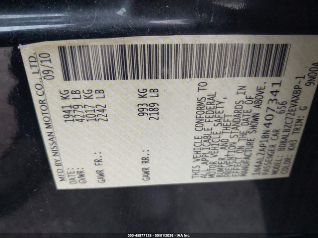 Aukcja sprzedaży 2011 Nissan Altima 2.5 S, vin: 1N4AL2AP1BN407341, numer aukcji: 45977128