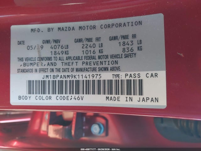 Mazda Mazda3 Premium Package 2019 JM1BPANM9K1141975 Image 9