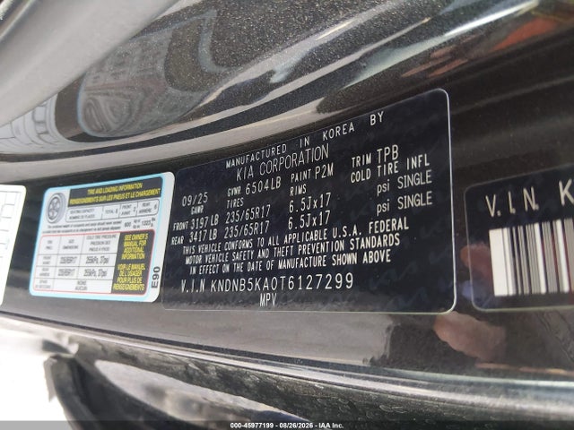 2026 Kia Carnival Mpv Hybrid Lxs მანქანა იყიდება აუქციონზე, vin: KNDNB5KA0T6127299, აუქციონის ნომერი: 45977199