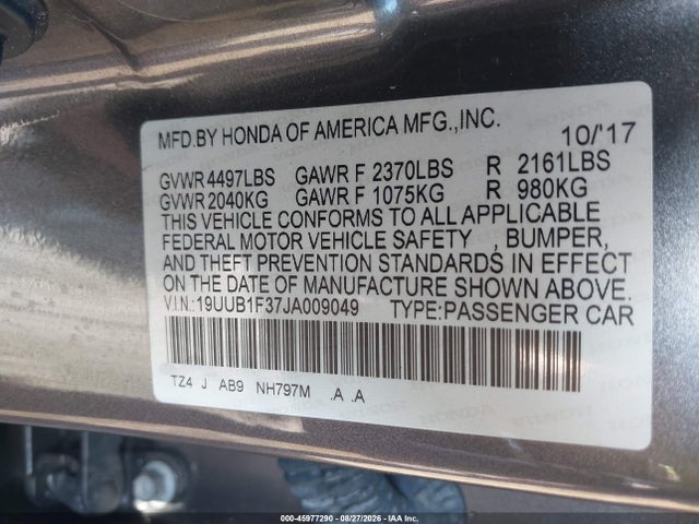 Продаж на аукціоні авто 2018 Acura Tlx, vin: 19UUB1F37JA009049, номер лоту: 45977290