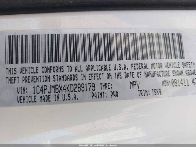 45977292 :رقم المزاد ، 1C4PJMBX4KD289179 vin ، 2019 Jeep Cherokee Trailhawk 4x4 مزاد بيع