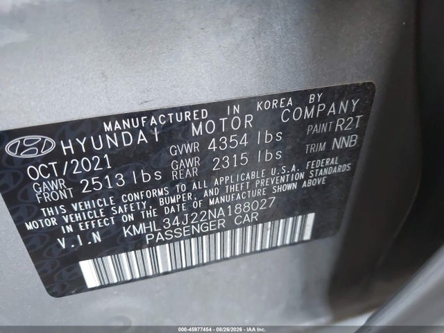 Hyundai Sonata Limited 2022 KMHL34J22NA188027 Image 9
