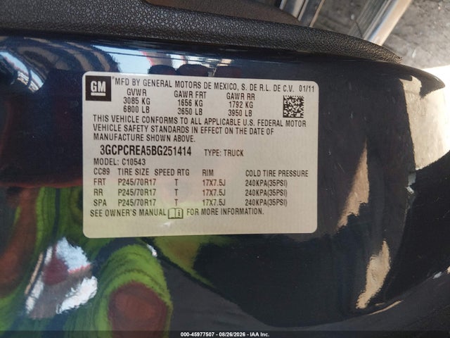 Продажа на аукционе авто 2011 Chevrolet Silverado 1500 Ls, vin: 3GCPCREA5BG251414, номер лота: 45977507