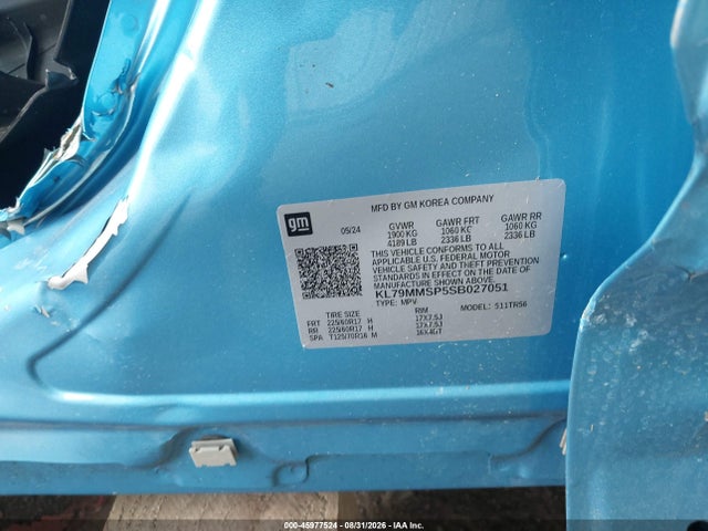 45977524 :رقم المزاد ، KL79MMSP5SB027051 vin ، 2025 Chevrolet Trailblazer Fwd Ls مزاد بيع