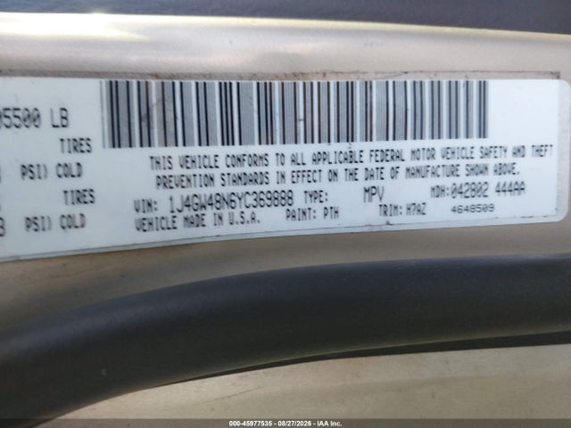 Продаж на аукціоні авто 2000 Jeep Grand Cherokee Laredo, vin: 1J4GW48N6YC369888, номер лоту: 45977535