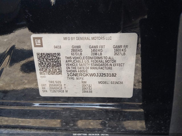 Chevrolet Traverse 1lt 2018 1GNERGKW0JJ253182 Image 9