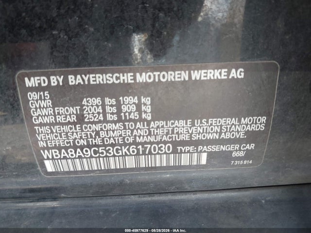 BMW 320i 2016 WBA8A9C53GK617030 Image 9