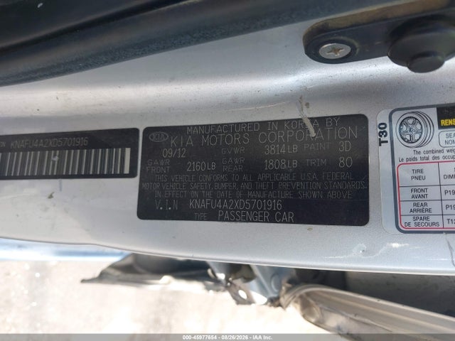 2013 Kia Forte Ex მანქანა იყიდება აუქციონზე, vin: KNAFU4A2XD5701916, აუქციონის ნომერი: 45977654